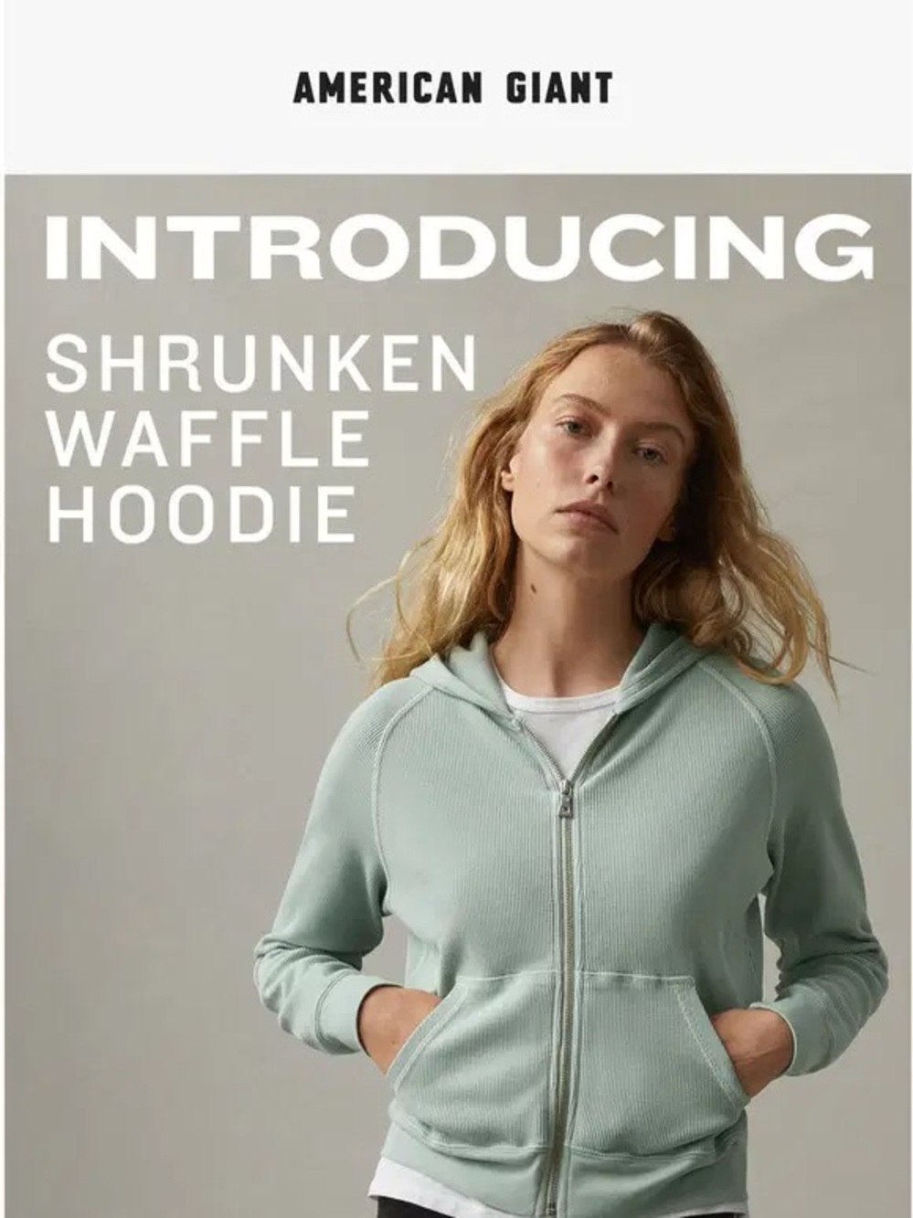 American giant the shrunken waffle zip up hoodie